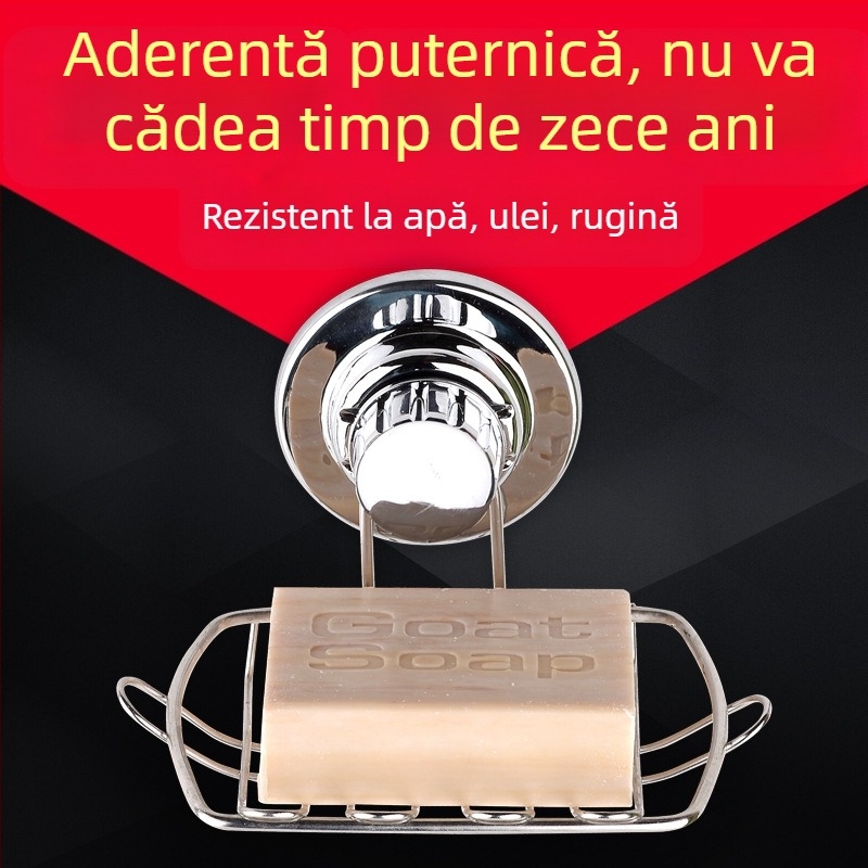 ORUNDE Raft pentru săpun din oțel inoxidabil, montaj pe perete cu ventuză, drenaj, potrivit bucătăriei și băii, etichetă privată disponibilă