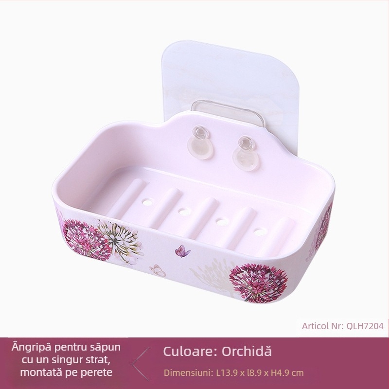 Hill Cutie de săpun montată pe perete cu ventuză, fără găuri, raft de baie din melamină; 1 bucată; personalizabil