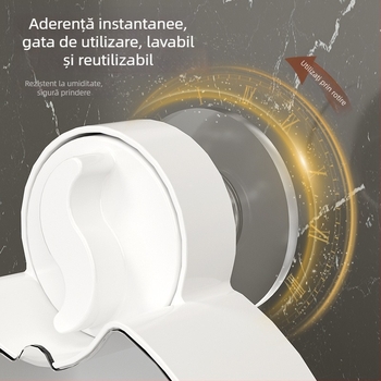 Suport de săpun montat pe perete cu ventuză și capac rabatabil, din plastic, drenaj pentru baie