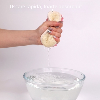 Minge de baie din luffa cu bucăți de sisal și pulpă de luffa; Material: luffa; Cutie: 50-500 buc.; Procesare personalizabilă