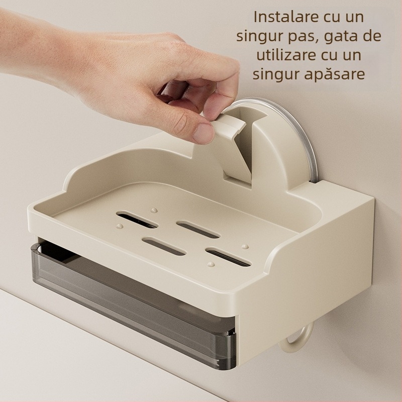 Recipient săpun ABS montat pe perete cu ventuză, fără găuri, drenaj – Dimitrov