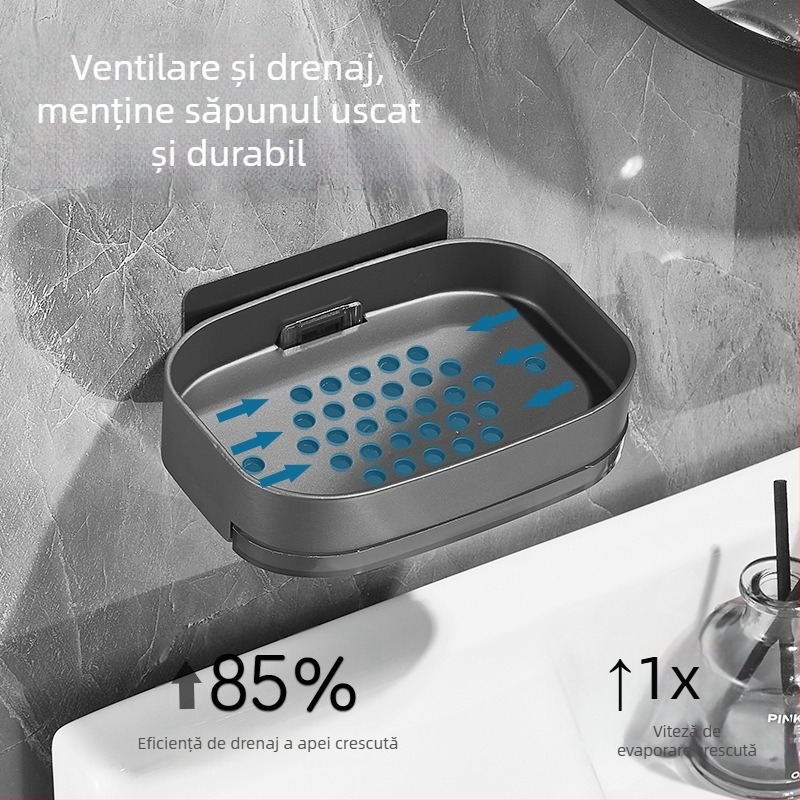 Suport pentru săpun montat pe perete, fără găuri (Aliaj de aluminiu; Marcă: Zhenhui; Ambalare: 100 buc.)