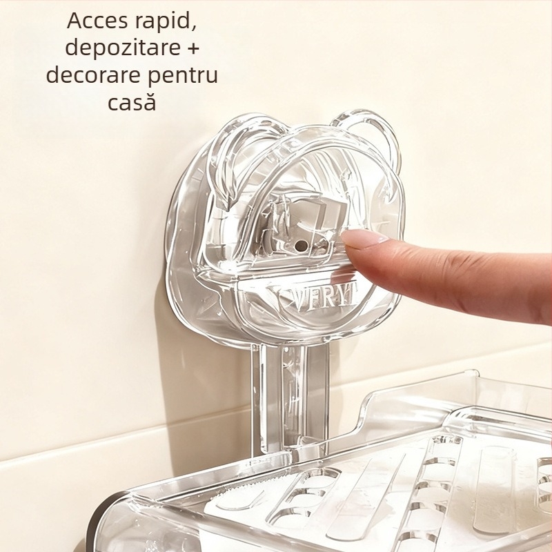 Cutie pentru săpun montată pe perete, cu ventuză, din plastic, baie, cu zonă de drenaj