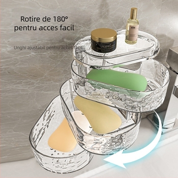 Cutie de săpun din plastic, rotativă, cu rack de scurgere pe perete, 3 etaje – 100 de bucăți, Brand One Hundred Best