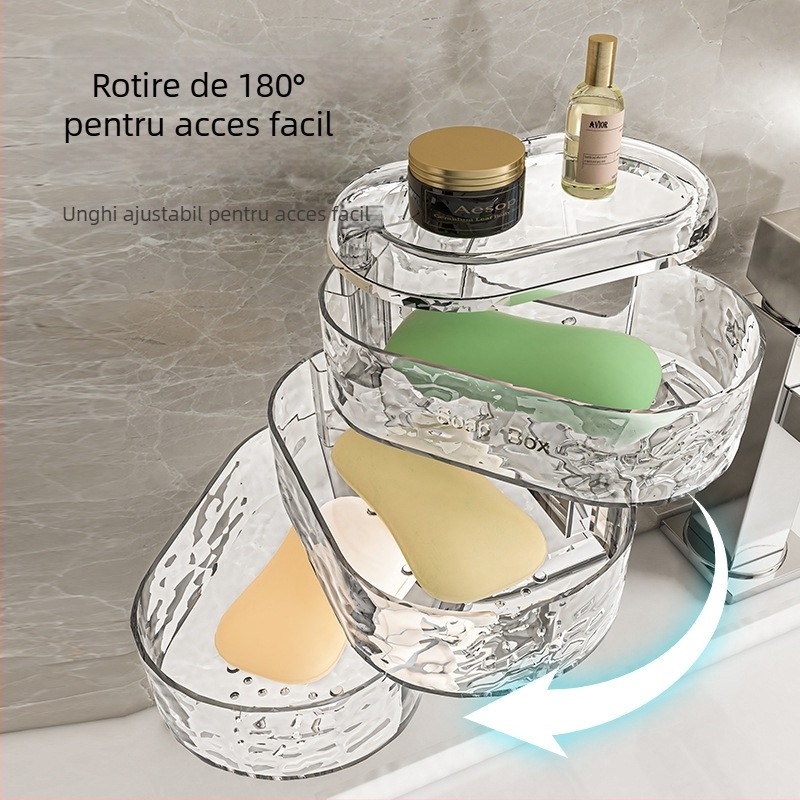 Cutie de săpun din plastic, rotativă, cu rack de scurgere pe perete, 3 etaje – 100 de bucăți, Brand One Hundred Best
