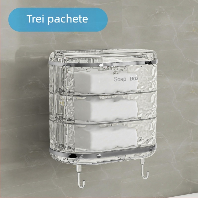 Cutie de săpun din plastic, rotativă, cu rack de scurgere pe perete, 3 etaje – 100 de bucăți, Brand One Hundred Best