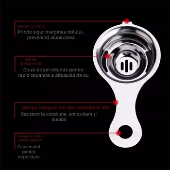 Separator de albuș din oțel inoxidabil 304, design modern minimalist, cu imprimare de logo