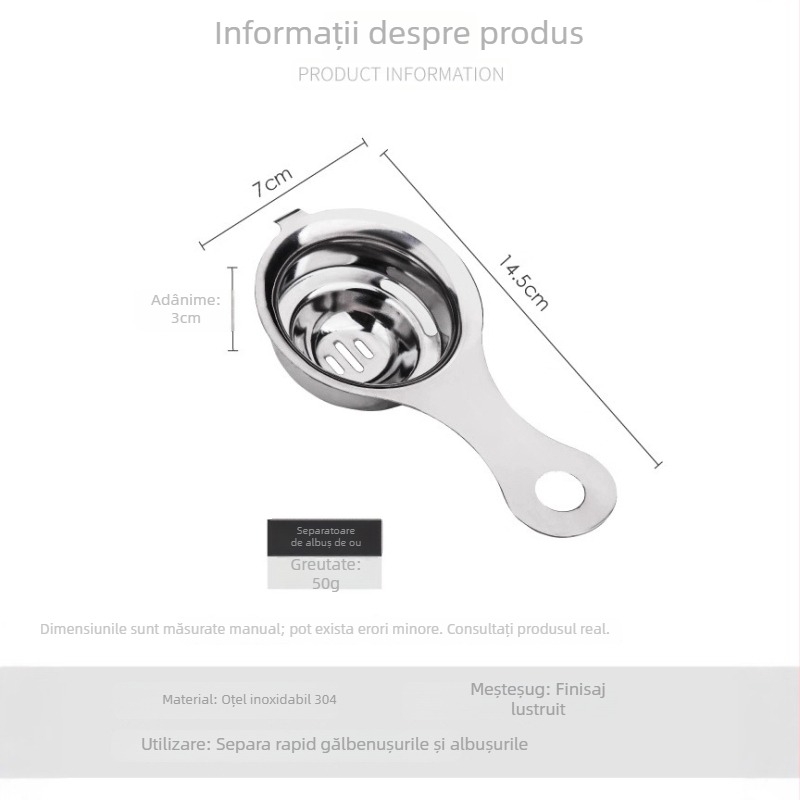 Separator de albuș din oțel inoxidabil 304, design modern minimalist, cu imprimare de logo