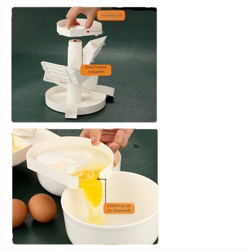 Separator de gălbenuș și albuș de ou, acționare manuală, corp din plastic, imprimare logo disponibilă, mașină pentru separare rapidă în loturi