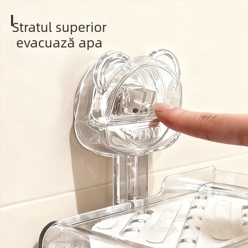 Cutie de săpun montată pe perete cu ventuză, din plastic, cu drenaj, personalizabil