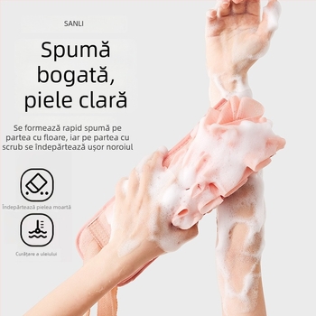 Sanli Prosop de baie două în unu cu burete pentru spate, din rayon