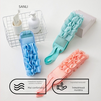 Sanli Prosop de baie două în unu cu burete pentru spate, din rayon