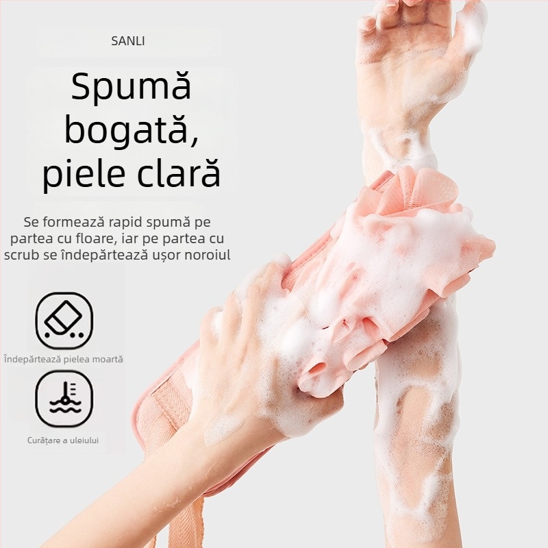 Sanli Prosop de baie două în unu cu burete pentru spate, din rayon