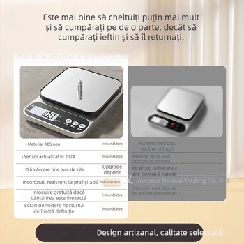 Wise a03 Cântar de bucătărie electronic, capacitate 10 kg, măsurare electronică, alimentare AA sau USB, pentru bucătărie