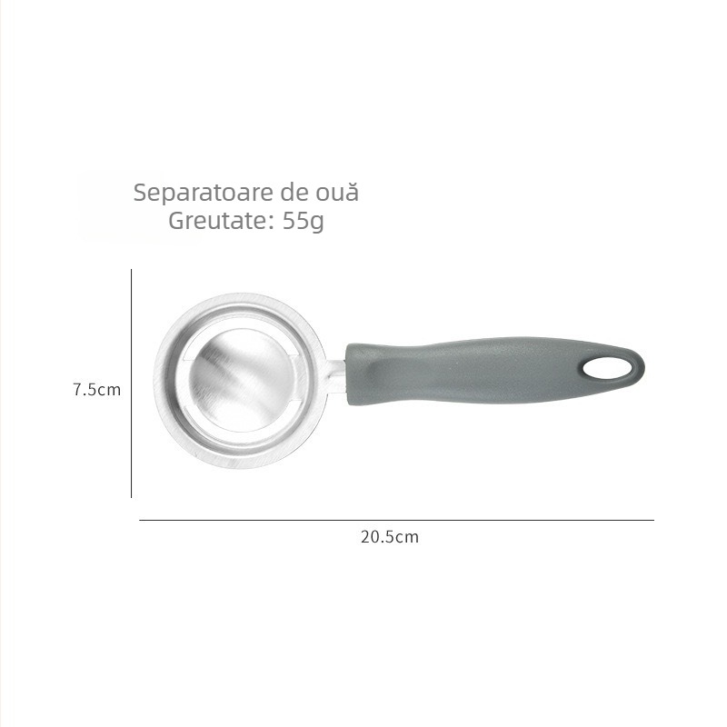 Separator de ouă cu corp din PP și oțel inoxidabil 430, un instrument de bucătărie modern minimalist, manual, fără electricitate, cod produs JD