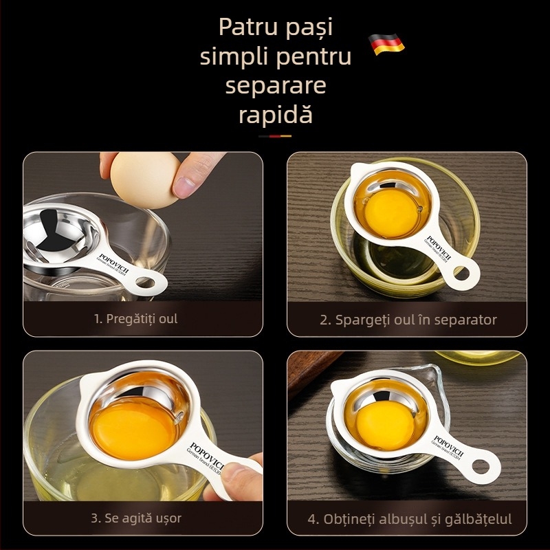 Separator de albuș și gălbenuș – oțel inoxidabil 304, brand Popovich, logo tipărit, procesare personalizabilă