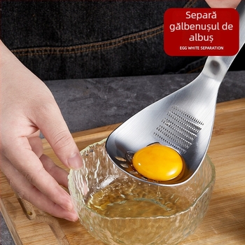Lingură multifuncțională pentru mâncare cu separator pentru gălbenuș și albuș și deschizător de sticle, oțel inoxidabil 304