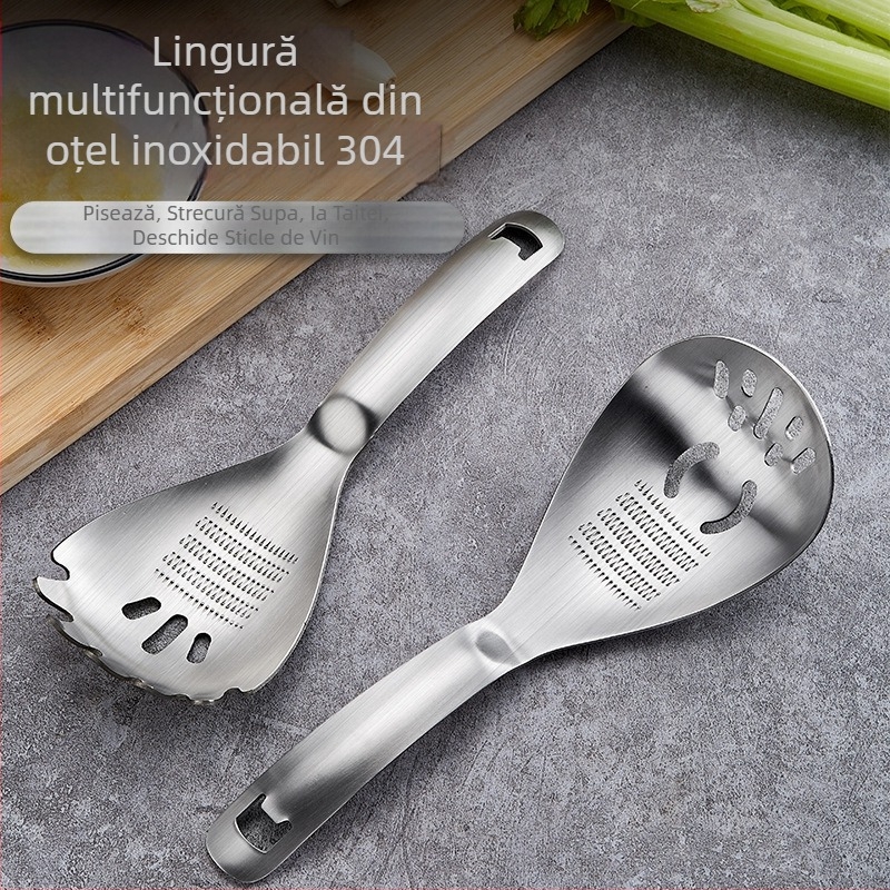 Lingură multifuncțională pentru mâncare cu separator pentru gălbenuș și albuș și deschizător de sticle, oțel inoxidabil 304