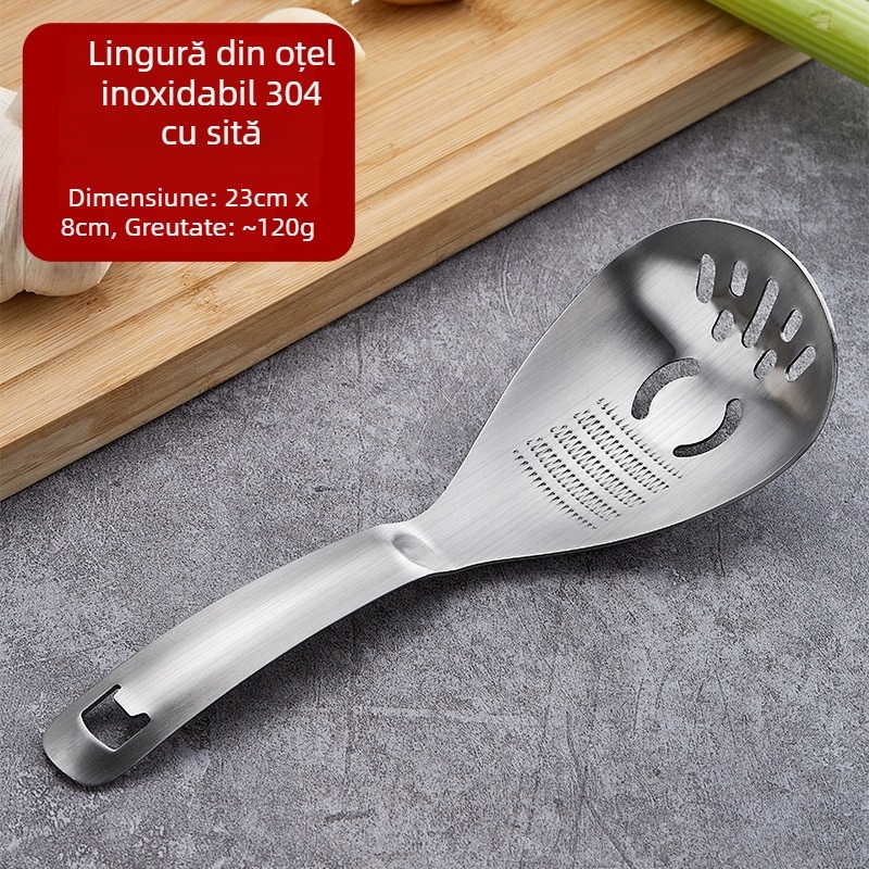 Lingură multifuncțională pentru mâncare cu separator pentru gălbenuș și albuș și deschizător de sticle, oțel inoxidabil 304