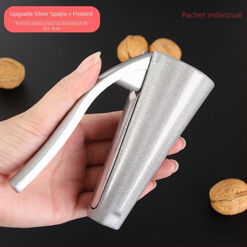 Deschizător de nuci din aliaj de aluminiu – instrument multifuncțional pentru deschiderea nucilor și alunelor, clemă de tip pâlnie, imprimare logo și etichetă privată disponibilă