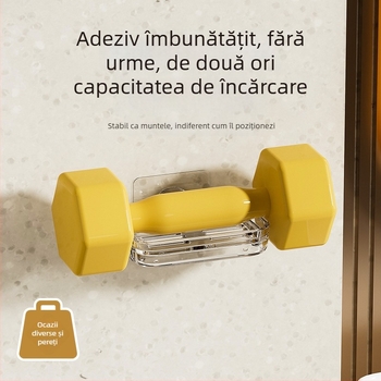 Suport de săpun din plastic, montat pe perete fără găuri, cu două rafturi și ventuză de drenaj