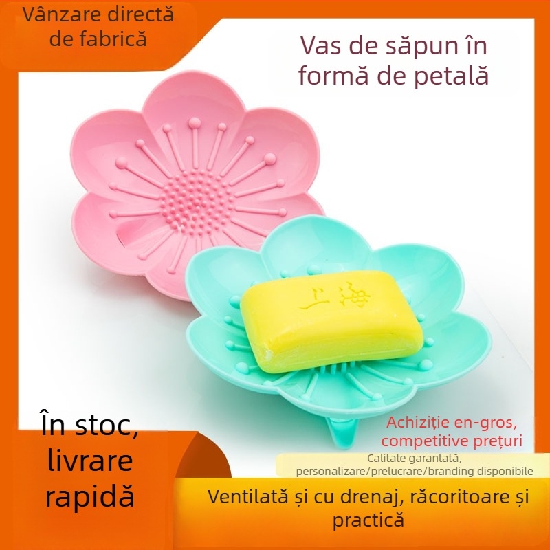 Cutie de săpun din silicon, în formă de petală, pentru baie, model JPD-CP-520, brand Jepuda, material: silicon, imprimare logo, procesare personalizată