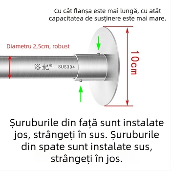 Bară pentru perdea de duș în formă de L, din oțel inoxidabil 304, telescopică, arcuită, fără găuri, set pentru colțul băii