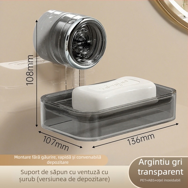 Youqin suport din plastic pentru sapun, montat pe perete cu ventuză, cu mai multe etaje, baie