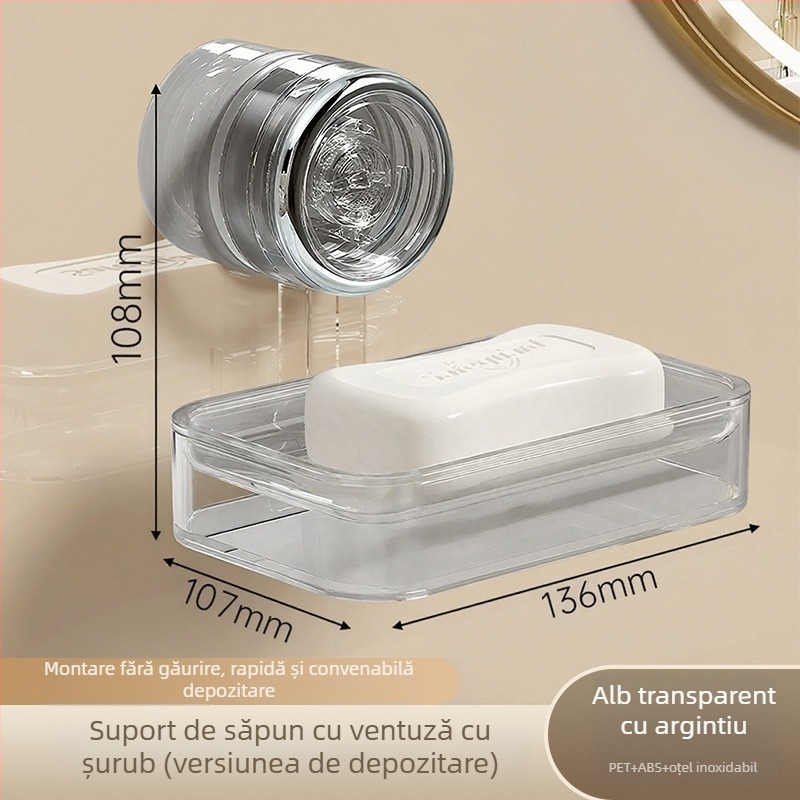 Youqin suport din plastic pentru sapun, montat pe perete cu ventuză, cu mai multe etaje, baie