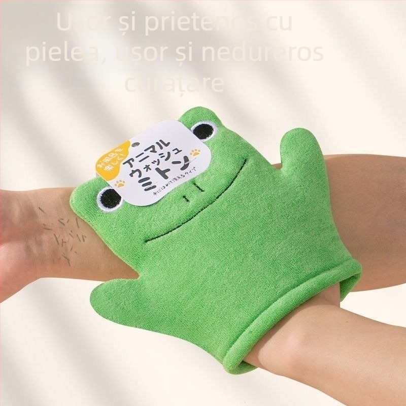 Rhino Mănușă de baie pentru copii – Spumantă, material Rayon, delicată cu pielea, curățare fără durere pentru bebeluși