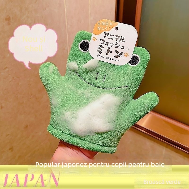 Rhino Mănușă de baie pentru copii – Spumantă, material Rayon, delicată cu pielea, curățare fără durere pentru bebeluși