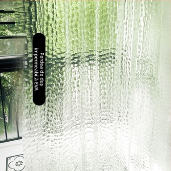 Cortină de duș cu design 3D Water Cube, semi-transparentă, impermeabilă, antimucegai, material EVA