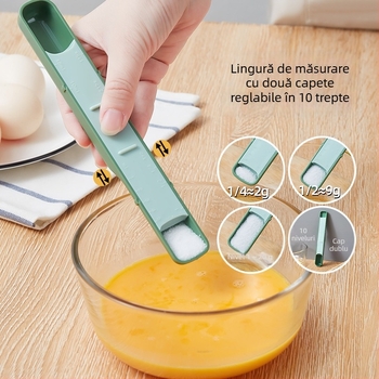 Lingură de măsurare cu două capete – ustensilă de bucătărie multifuncțională cu scară reglabilă, ABS