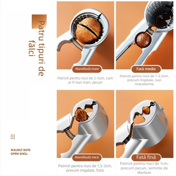 Clește din aluminiu multifuncțional pentru nuci: pentru nuci, castane, alune și semințe de pin — deschizător, decojitor și clips (stil 20213)