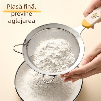 Set unelte bucătărie din oțel inoxidabil 304: sită pentru făină, plasă de filtrare, lingură cu găuri pentru ouă, separator de albuș, tel de ouă