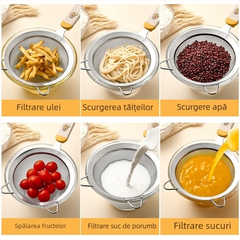 Set unelte bucătărie din oțel inoxidabil 304: sită pentru făină, plasă de filtrare, lingură cu găuri pentru ouă, separator de albuș, tel de ouă