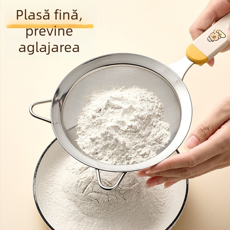 Set unelte bucătărie din oțel inoxidabil 304: sită pentru făină, plasă de filtrare, lingură cu găuri pentru ouă, separator de albuș, tel de ouă
