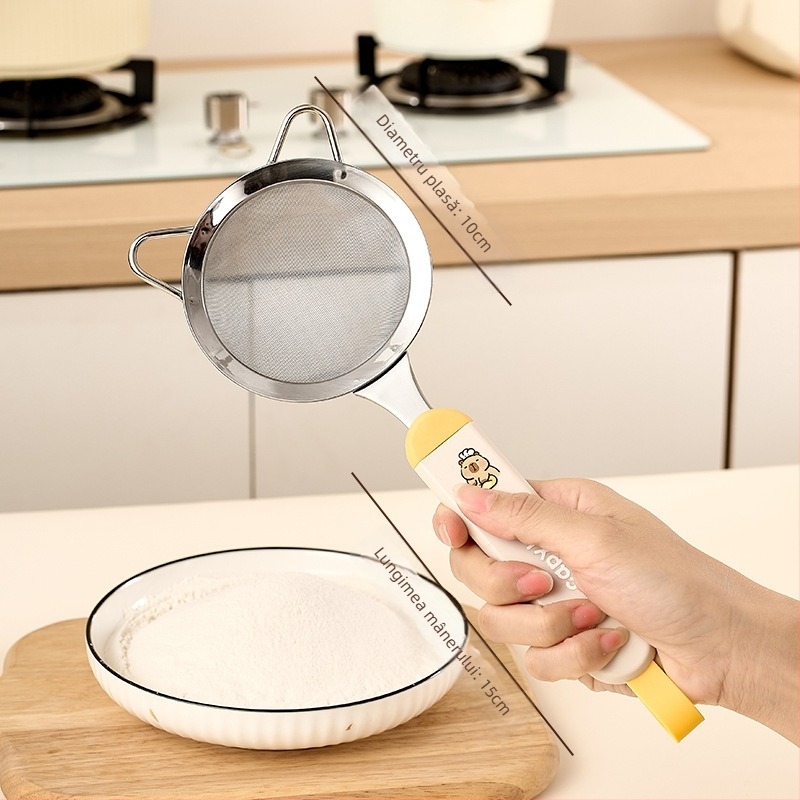 Set unelte bucătărie din oțel inoxidabil 304: sită pentru făină, plasă de filtrare, lingură cu găuri pentru ouă, separator de albuș, tel de ouă