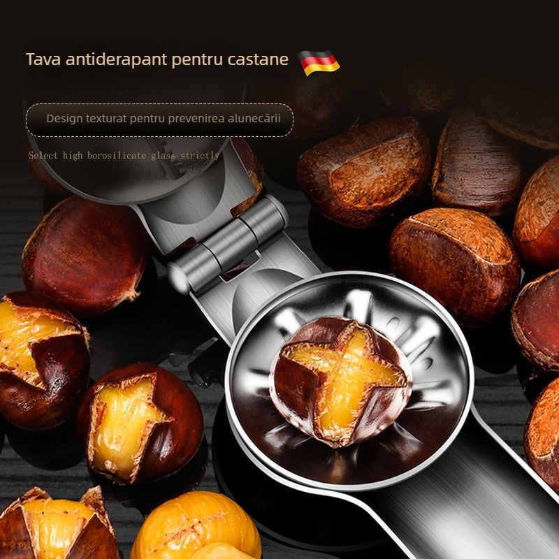 Deschizător de castane - oțel inoxidabil 304, unealtă multitasking pentru decojire/cojire castane, deschidere încrucișată, pense pentru castane, model KJT-BLJ001