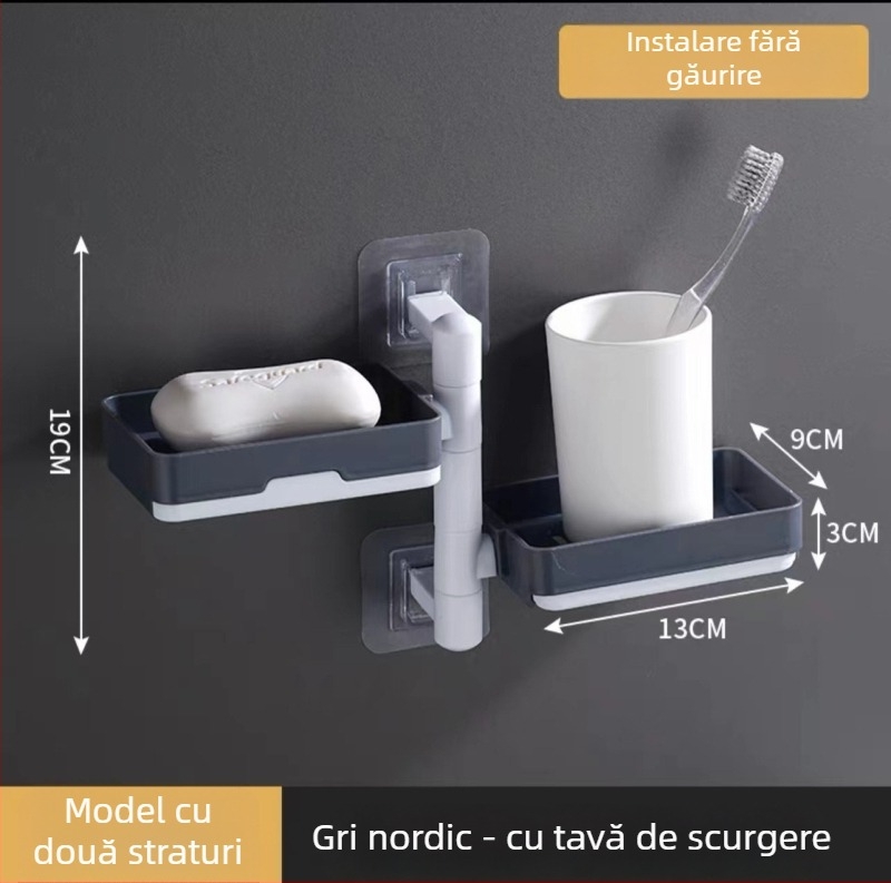 Suport de săpun montat pe perete cu ventuză, rotativ, 3 etaje sau 1 etaj, din plastic, lot 120 buc