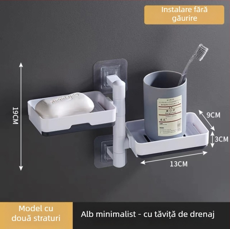 Suport de săpun montat pe perete cu ventuză, rotativ, 3 etaje sau 1 etaj, din plastic, lot 120 buc