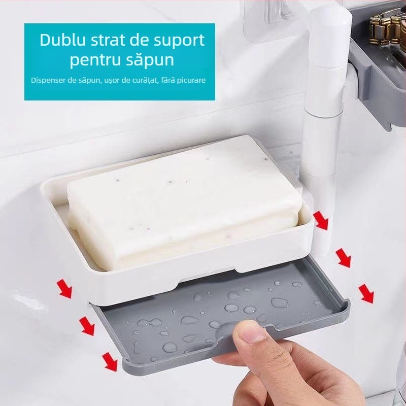 Suport de săpun montat pe perete cu ventuză, rotativ, 3 etaje sau 1 etaj, din plastic, lot 120 buc