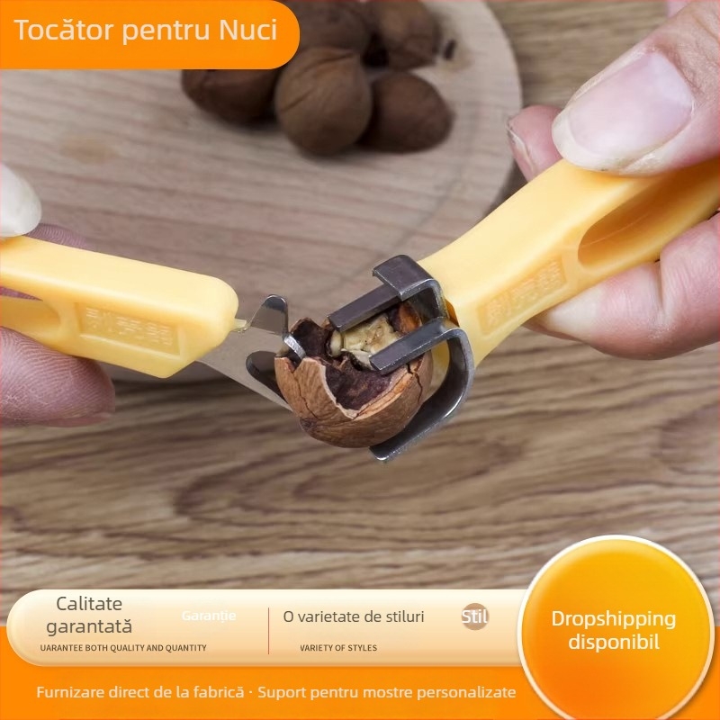 Unealtă din oțel inoxidabil pentru decojarea nucilor macadamia, design modern minimalist, lansare vara 2021
