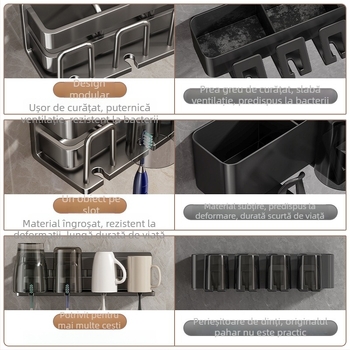 Suport pentru periute – oțel inoxidabil, montaj pe perete fără găuri, suport pentru pahare de gură, Youqin