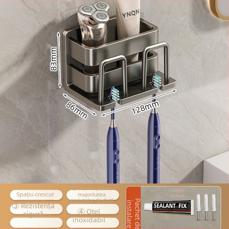 Suport pentru periute – oțel inoxidabil, montaj pe perete fără găuri, suport pentru pahare de gură, Youqin