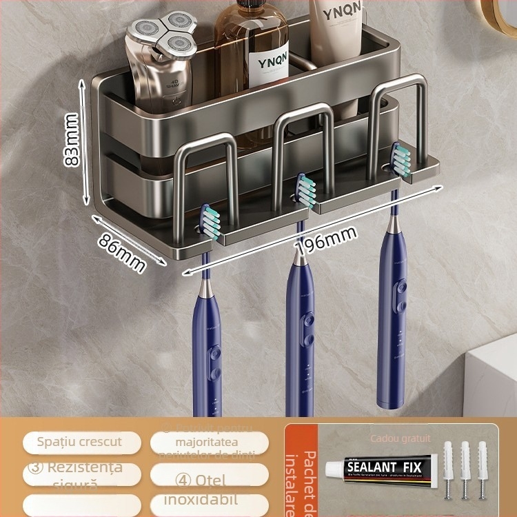 Suport pentru periute – oțel inoxidabil, montaj pe perete fără găuri, suport pentru pahare de gură, Youqin