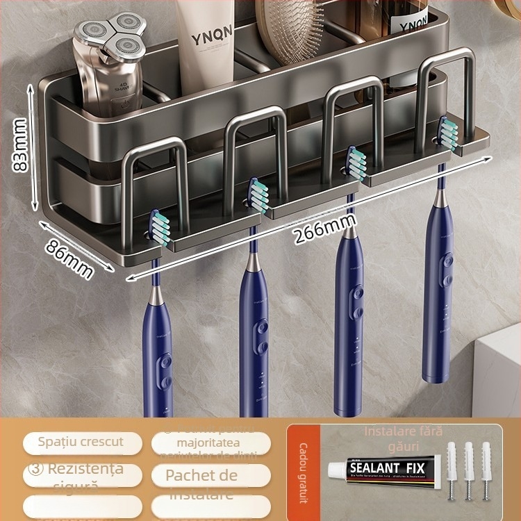 Suport pentru periute – oțel inoxidabil, montaj pe perete fără găuri, suport pentru pahare de gură, Youqin