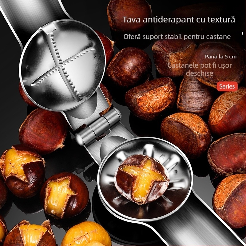 AKL deschizător de castane din oțel inoxidabil 304, clip de economisire a efortului, unealtă multifuncțională pentru uz casnic, logo imprimat, etichetă privată disponibilă