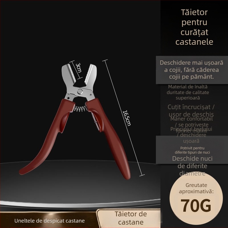 AKL deschizător de castane din oțel inoxidabil 304, clip de economisire a efortului, unealtă multifuncțională pentru uz casnic, logo imprimat, etichetă privată disponibilă