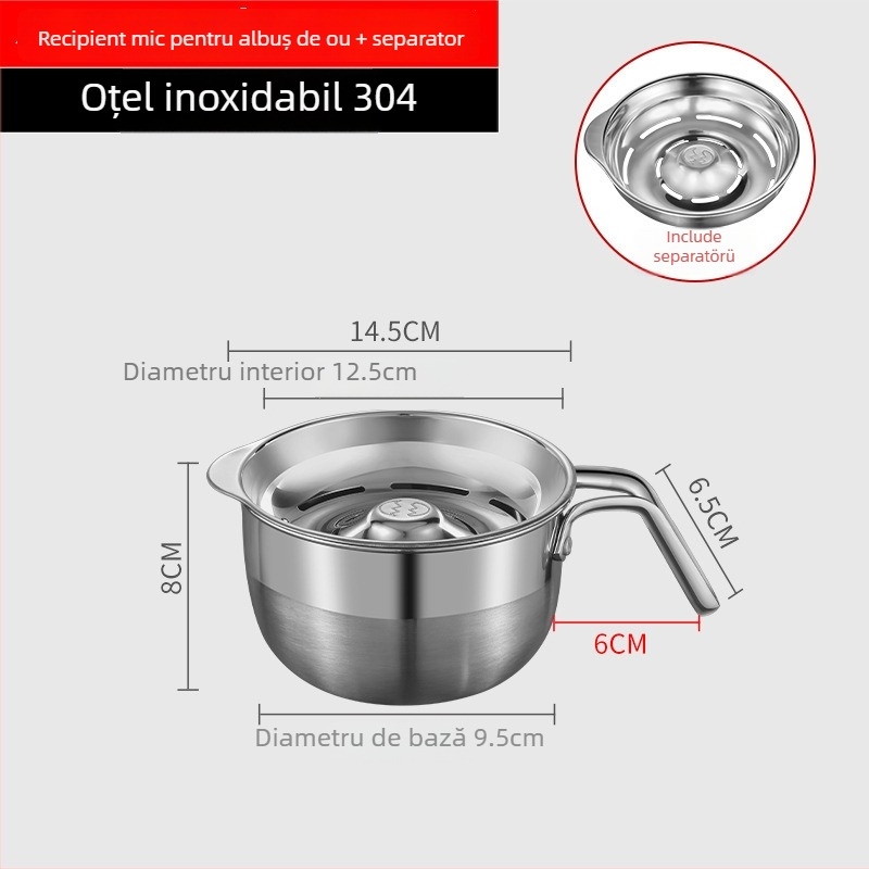 Separator de albușuri, oțel inoxidabil 304, Chenfeng, manual, multifuncțional pentru coacere și filtrare a proteinelor din gălbenuș